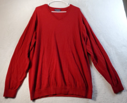Hart Schaffner Marx Sweater Mens Tall 2X Red Knit 100% Wool Long Sleeve V Neck - £17.26 GBP