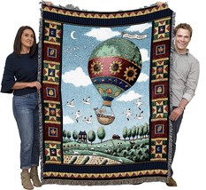 Woven From Cotton And Made In The Usa, The Sunflower Hot Air Balloon Blanket By - £61.00 GBP