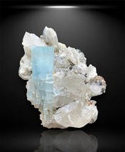 286 Gram Beautiful Aquamarine Crystal with Quartz, Black Tourmaline and Garnet - $300.00