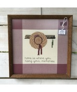  13&quot; Framed Finished Cross Stitch Farmhouse Wall Decor Hang Your Heart H... - $60.31 CAD