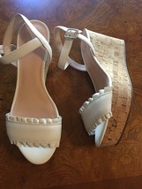 Kate Spade Tomas Ruffle Platform Wedges Sandals white sz 10 new - £118.67 GBP