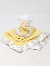 Baby Connection Plush Yellow Lamb Sheep 11&quot; Lovey Security Blanket Satin... - $17.82