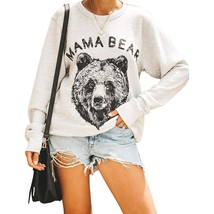 Women&#39;S Cute Long Sleeve Top Loose Mama Bear Crewneck Pullover Sweatshirt(Grey 1 - $50.99