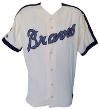 Atlanta Braves Crème Majestic Cooperstown Collection 2XL Baseball Jersey - £68.68 GBP