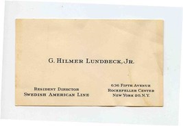 G Hilmer Lundbeck Jr Resident Director Swedish American Lines Business Card  - £12.45 GBP