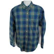 LL Bean Flannel Shirt Blue Plaid Long Sleeve Size LJ210 - £19.71 GBP