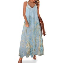 Mondxflaur Marble Summer Dresses for Women V-neck Sleeveless Long Dress - £26.33 GBP