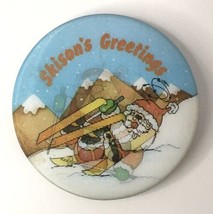 Russ And Berrie &quot;Skison&#39;s Greetings&quot; Santa Christmas Lenticular Pinback ... - £7.83 GBP