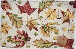 Set Of 2 Same Tapestry Placemats, 13&quot;x19&quot;, Colorful Fall Leaves &amp; Acorns, Hc - £10.32 GBP