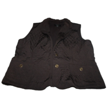 Black Talbots Womens Puffer Vest Jacket Size L Brown 2 Pockets Button Up - £22.81 GBP