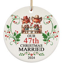 Our 47th Years Christmas Married Ornament Gift 47 Anniversary &amp; Red Fox Couple - £11.82 GBP
