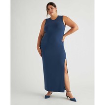 Quince Womens Tencel Jersey Tank Maxi Dress Sleeveless Stretch Slit Blue M - $28.90