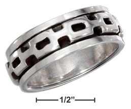 Sterling Silver Mens Worry Ring with Square Link Spinning Band - £95.34 GBP