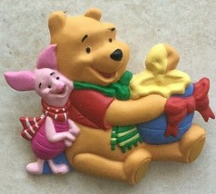 DISNEY BROOCH WINNIE THE POOH and Piglet CHRISTMAS 2.25&quot; - $10.03