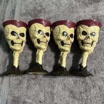Set of 4 Skeleton Skull Goblets Halloween Wine Cups Plastic Party Decor - $577.71 MXN