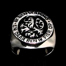 Sterling silver ring Flemish Lion Belgium Ik ben Vlaming with Black enamel high - £71.92 GBP
