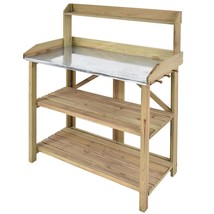 Outdoor Garden Workstation Potting Bench with Metal Top - £211.77 GBP