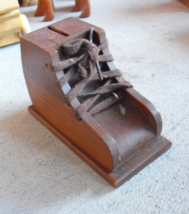 Unique Vintage 1940s Vermont Made Wood Shoe Shaped Bank - $26.73