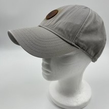Timberland Leather Logo Hat Gray Adjustable Distressed Faded - £11.73 GBP
