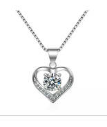 Heart Crystal Pendant 925 Sterling Silver Chain Necklace Womens Ladies J... - £15.72 GBP