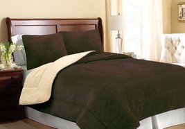 Andes Chocolate Solid Blanket With Sherpa Softy Thick And Warm 3 Pcs Queen Size - £46.73 GBP