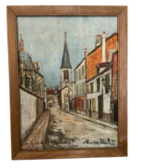 Maurice Utrillo Print French Village Street Scene Canvas Framed 25.5&quot; x ... - $816.32 MXN