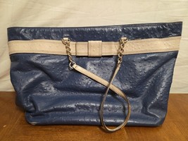 Kate Spade Handbag Medium Harmony Valencia Blue French Tote Bag Ostrich ... - $731.13 MXN