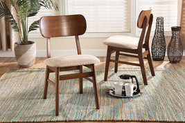Darkovy Sand Fabric Upholstered and Walnut Brown 2Pc Dining Chair Set - $174.00