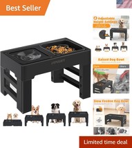 Adjustable 2-in-1 Elevated Slow Feeder &amp; No Spill Dog Bowl for All Breeds - $828.15 MXN
