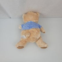 CARTER&#39;S Light Brown Blue Plush Teddy Bear Lovey 8641 Press Blue Stripe ... - £13.25 GBP