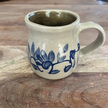 Vintage Beaumont Bros Pottery BBP 3.25&quot; Cobalt Blue Floral Salt Glaze Cu... - $202.54 MXN