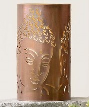 Buddha Candle Holder With Cut Outs Tealight 7.8" High Meditation Antiqued Copper