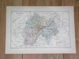 1887 Original Antique Map Of Department Of Cantal Aurillac / France - £20.72 GBP