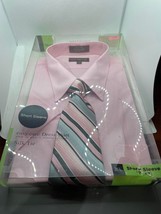 New Covington Men Button Down Shirt XL 17-17.5 Pink Short Sleeve Pocket Collar - £10.90 GBP
