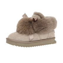New winter women&#39;s shoes, winter snow boots, real rabbit fur, outdoor comfortabl - £76.53 GBP