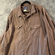 Wrangler Pearlsnap Shirt Mens 3XLT 19 x 37 Brown Striped Western Cowboy ... - $13.89