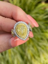 GIA 1.79 Ct Pear Cut Fancy Intense Yellow Diamond Engagement Ring 18K 3.81 TCW - £11,869.64 GBP