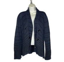 Free People Womens Cardigan Sweater Sz Small Striped Navy Blue 3 Button ... - £18.15 GBP