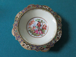Antique Original Dish Ceramic And Cloisonne Handpainted 1 X 4&quot; - £58.40 GBP