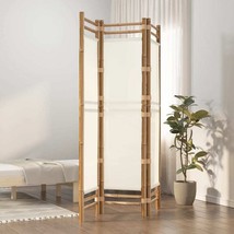  Folding 3-Panel Room Divider 47.2&quot; Bamboo and Canvas - $138.59