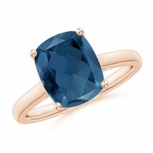 ANGARA Classic Cushion London Blue Topaz Ring with Hidden Accents (A Size-10x8) - £370.47 GBP