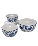 Blue Garden Chinoiserie “Hold Everything” 3-Piece Round Stoneware Storage Bowls - $51.48