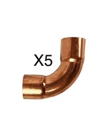 [5 PACK] 5/8&quot; C x C 90° Degree Long Radius Copper Pipe Reducing Elbow Fi... - £33.52 GBP