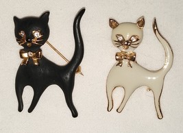 Night and Day Cat Brooches Vintage - £14.22 GBP