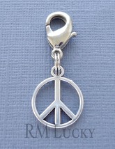Peace Sign Clip On Charm Pendant Lobster Clasp Fits Link Chain C140 - £2.77 GBP
