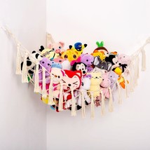 Toy Hammock for Stuffed Animals Corner Hanging Net Macrame Toy Hammock Organizer - £22.93 GBP