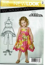 New Look Sewing Pattern 6136 Childs Dress Top Pants Hair Ribbon Size 3-8 - $9.74