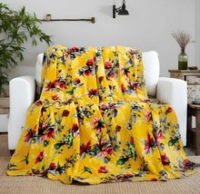 Yellow Farmhouse Rustic Spring Floral Hummingbirds Soft Fleece Throw Blanket - $1,281.95 MXN - $1,844.09 MXN