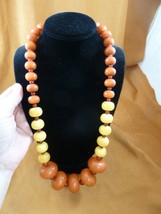 (V-602) Huge Chunky orange yellow African Moroccan Copal AMBER 28&quot; long Necklace - £224.21 GBP