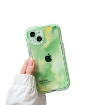 Anymob iPhone Green Graffiti Oil Painting Phone Case Luminous Shockproof Soft Co - £23.09 GBP